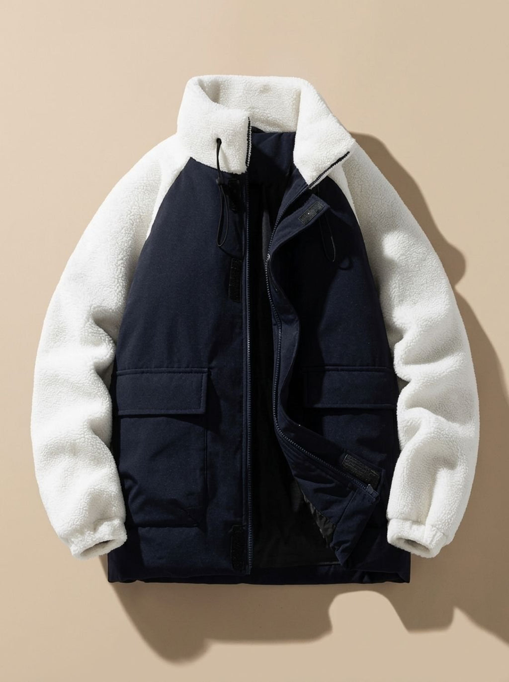 Elias | Veste d'hiver pour hommes en colorblock Sherpa avec col montant