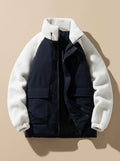 Elias | Veste d'hiver pour hommes en colorblock Sherpa avec col montant