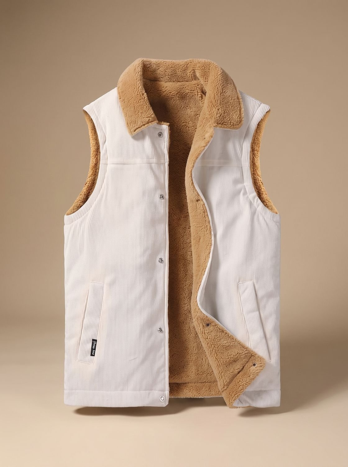 Leon | Gilet en corduroy pour hommes avec doublure en Sherpa et patte de boutonnage