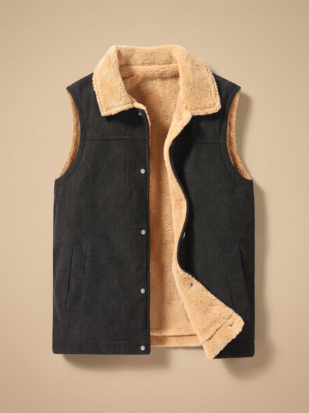 Leon | Gilet en velours côtelé pour hommes avec doublure en sherpa