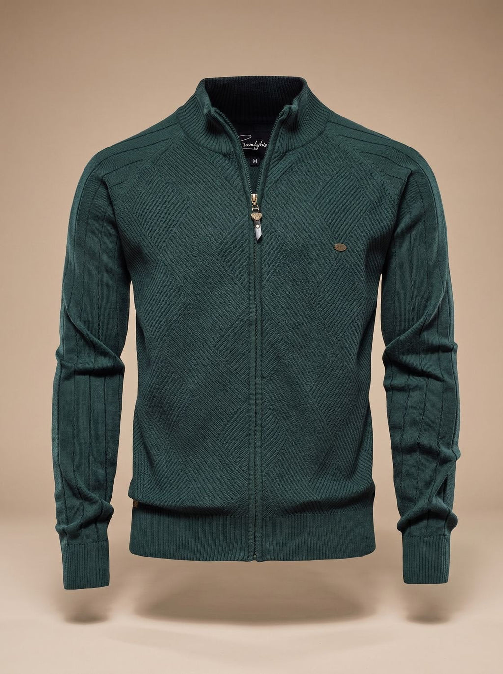 Leon | Veste en tricot pour hommes avec fermeture éclair et col montant Slim-Fit