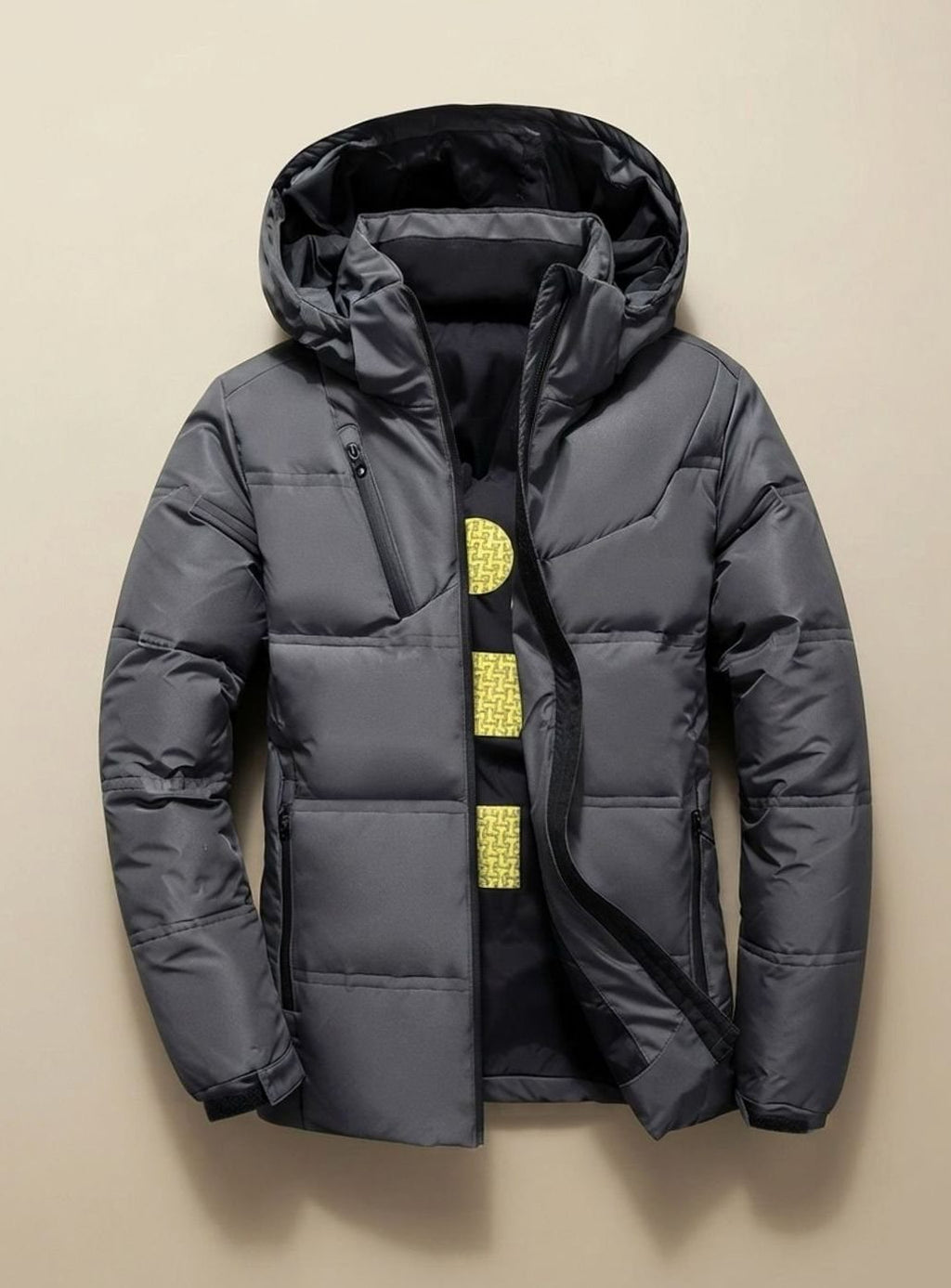 Leon | Veste d'hiver pour hommes Veste à capuche rembourrée Capuche amovible
