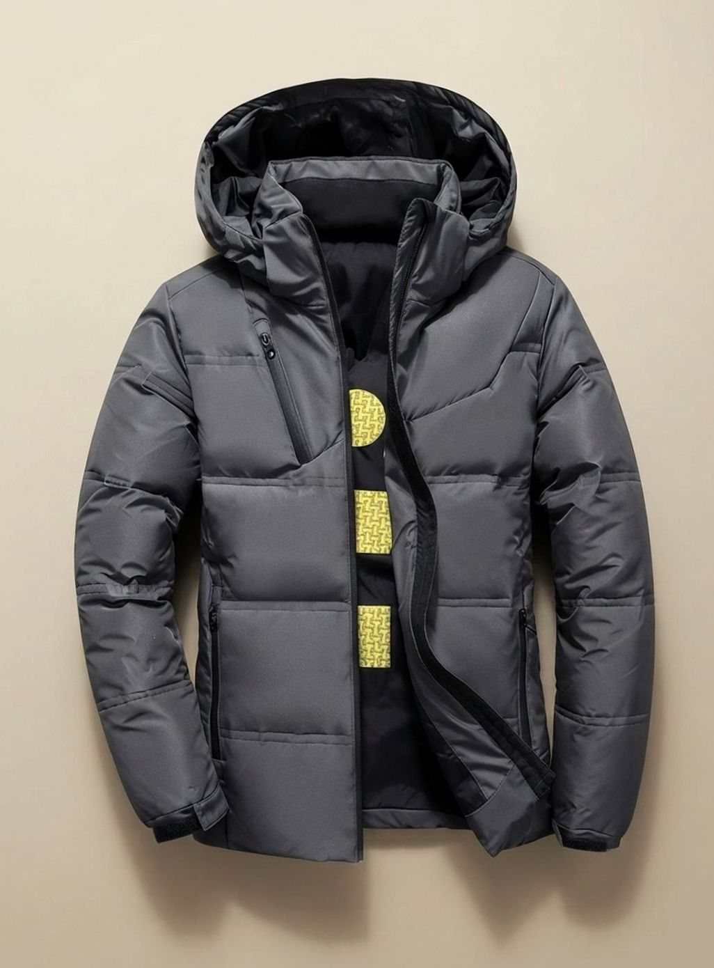 Leon | Veste d'hiver pour hommes Veste à capuche rembourrée Capuche amovible