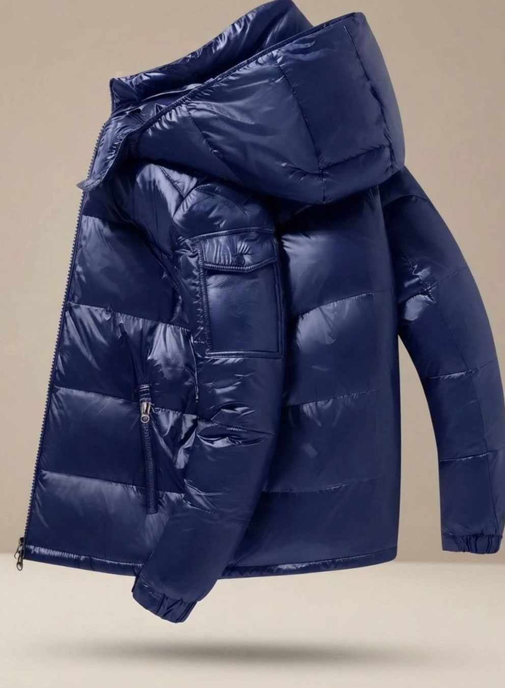 Simon | Veste d'hiver pour hommes, brillante, coupe-vent, en duvet d'oie