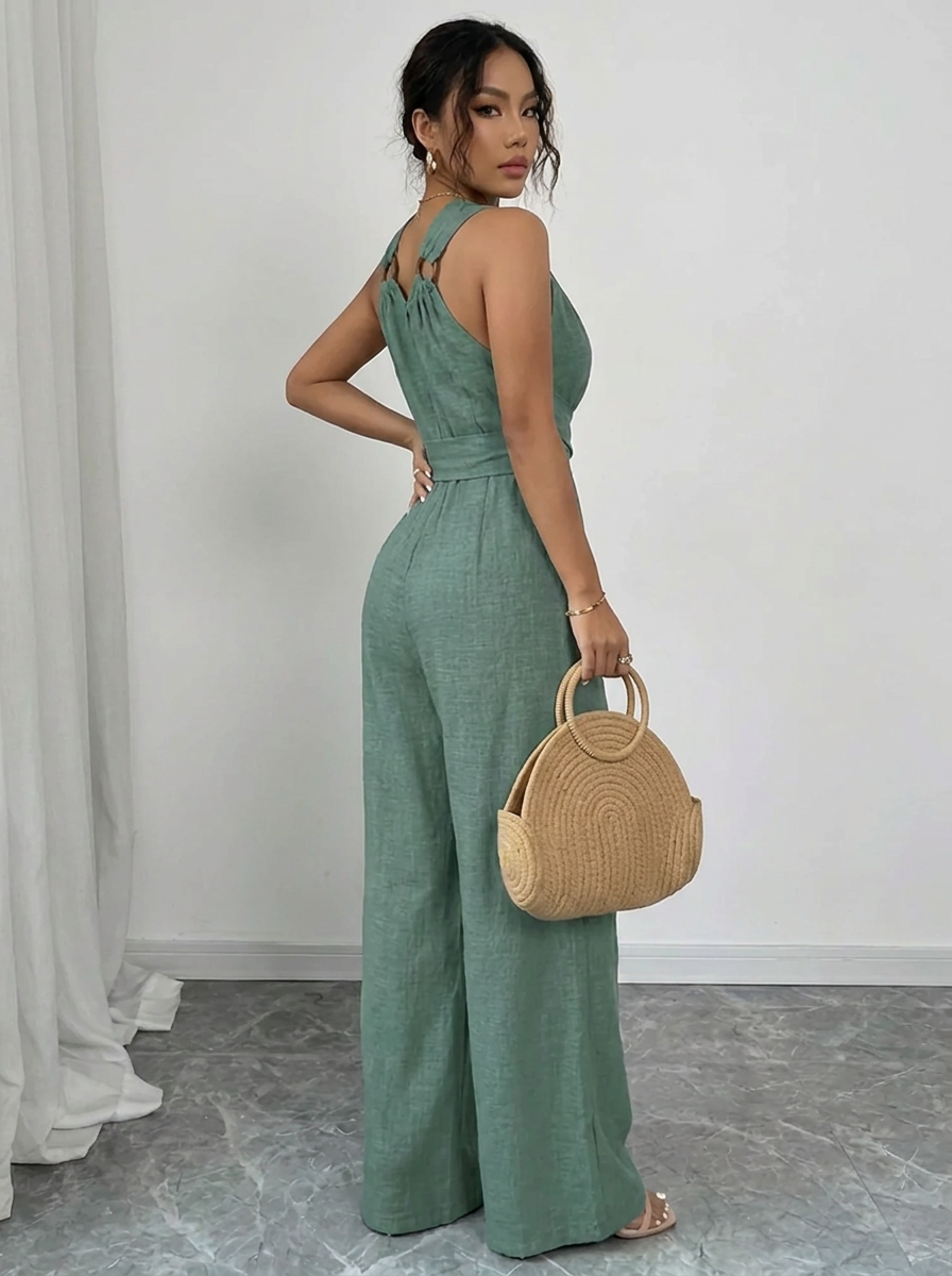 MARYAM™ - Ensemble top en dentelle unie et combinaison avec poches
