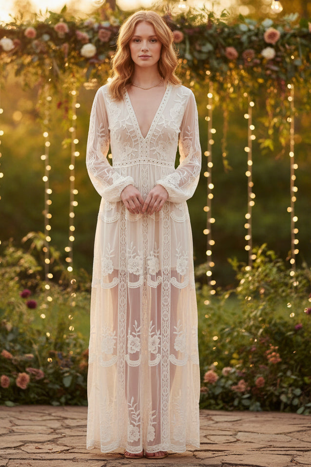 Robe Maxi avec Décolleté Élégant