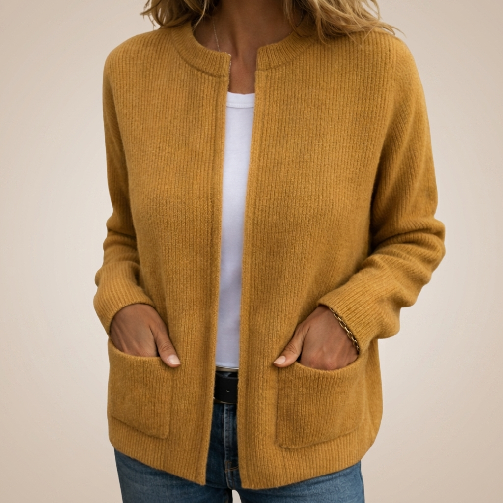 Gilet femme zippé en tricot doux avec poches