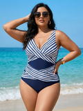 Tiffanie – Combinaison géométrique à encolure dégagée en grande taille
