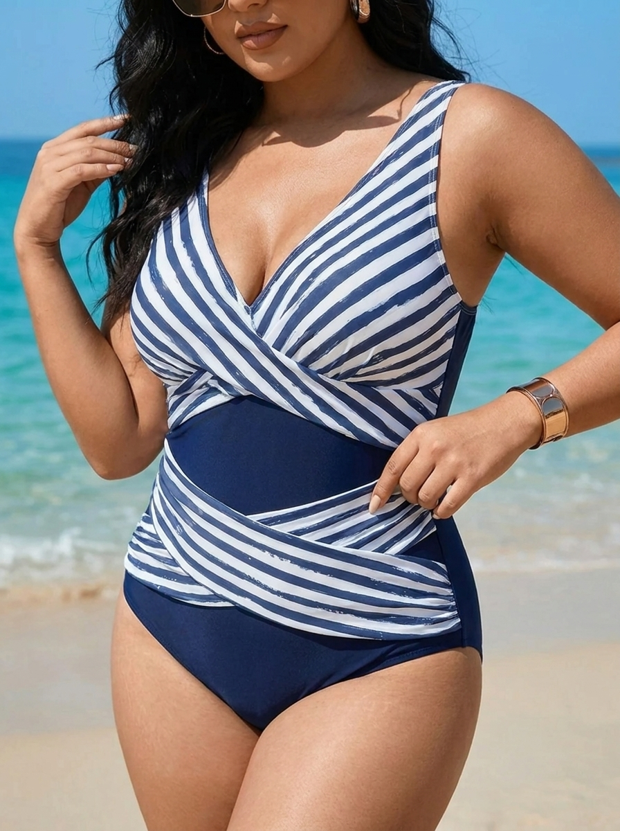 Tiffanie – Combinaison géométrique à encolure dégagée en grande taille