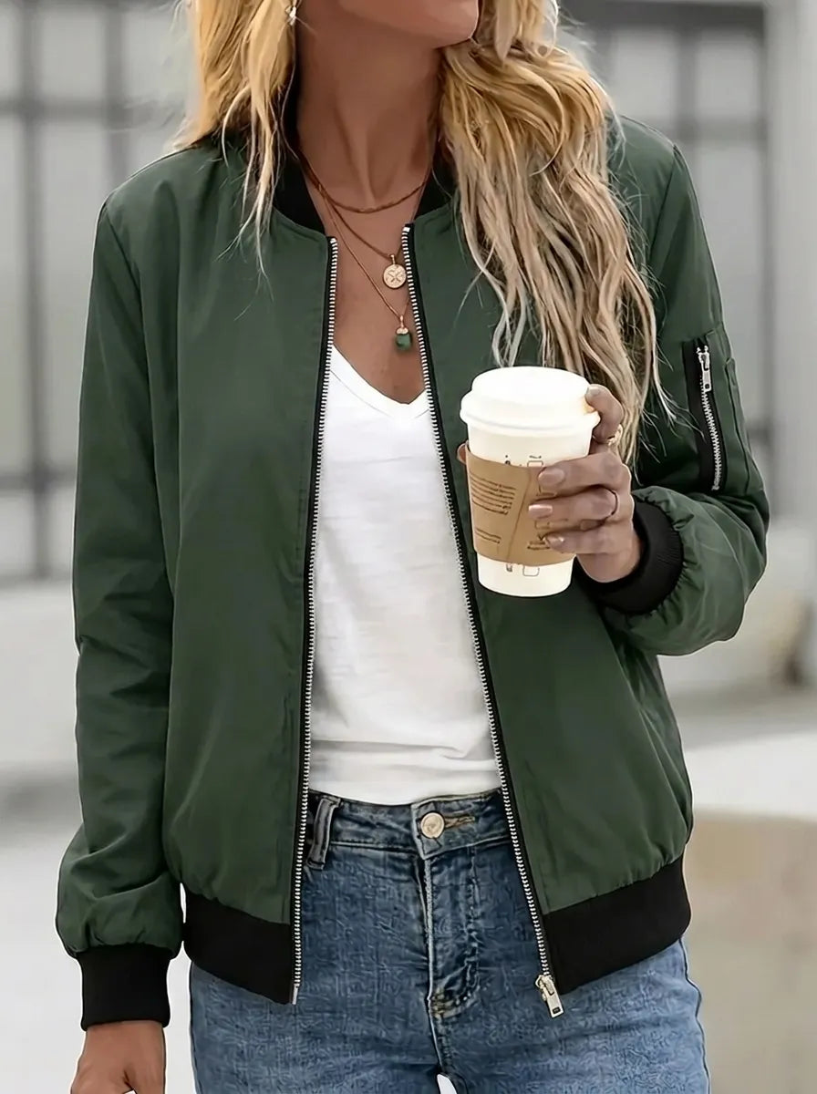 Veste bomber pour femmes avec poches pratiques et fermeture éclair