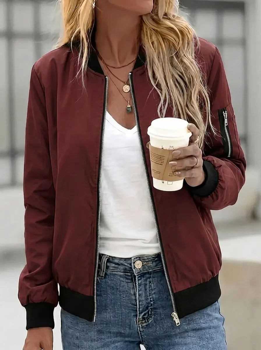 Veste bomber pour femmes avec poches pratiques et fermeture éclair