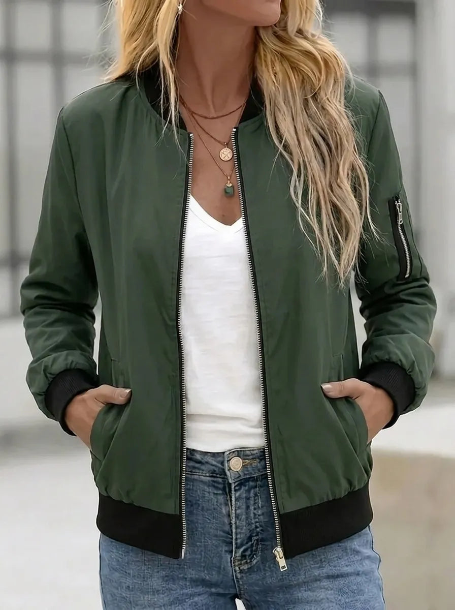 Veste bomber pour femmes avec poches pratiques et fermeture éclair