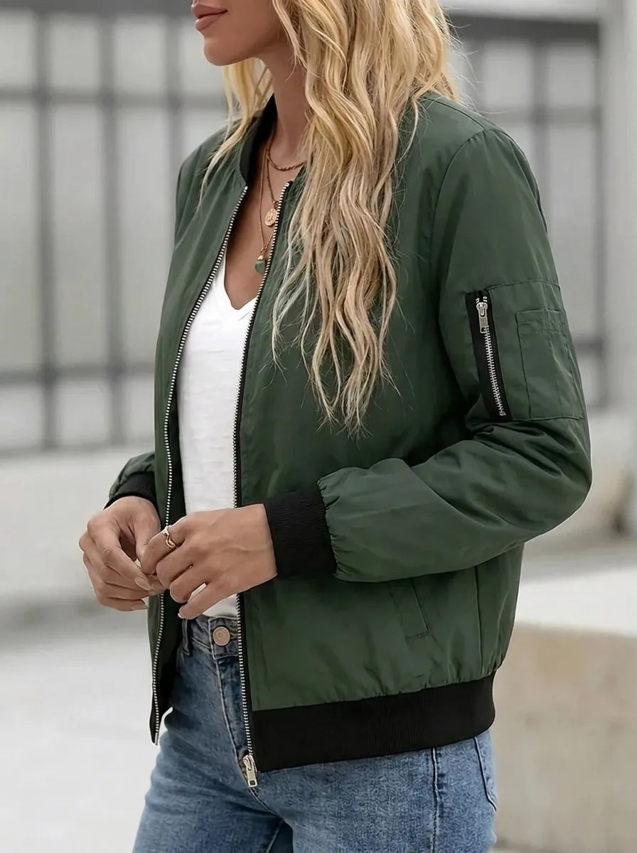 Veste bomber pour femmes avec poches pratiques et fermeture éclair