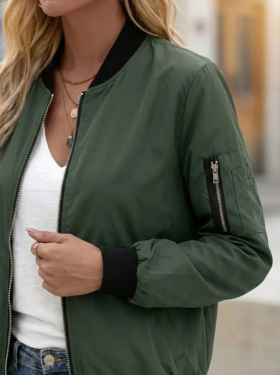 Veste bomber pour femmes avec poches pratiques et fermeture éclair