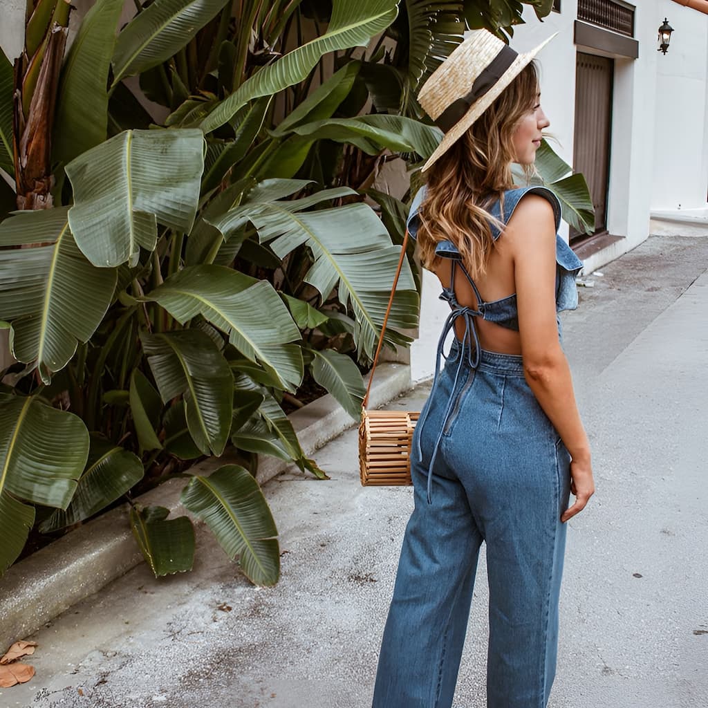 Combinaison À Jambes Larges Avec Détails Froncés Et Coupe Ajustée Pour Femme | Idéal Pour L’été