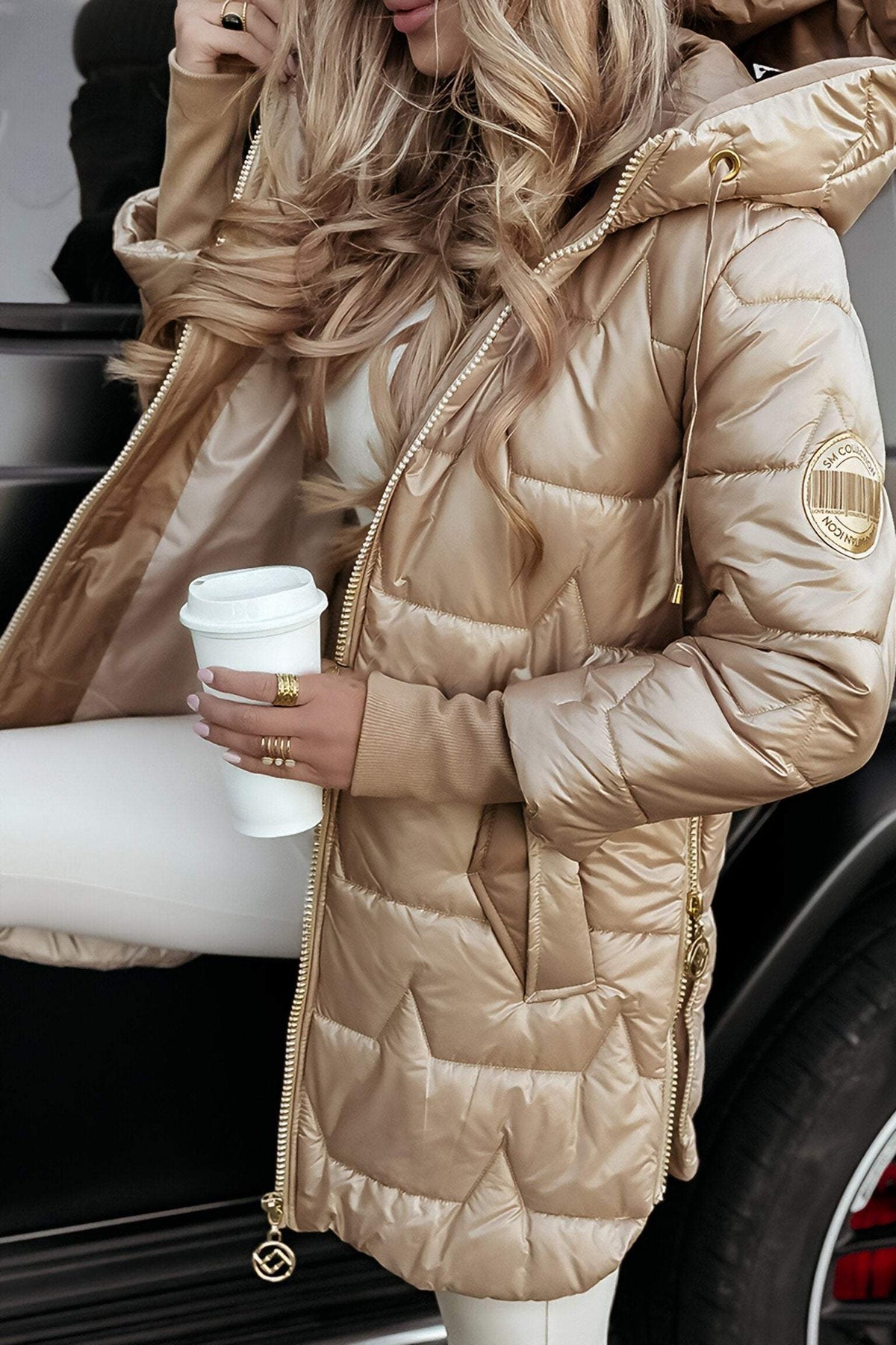 Catherine - Manteau d'Hiver Matelassé avec Capuche Élégant