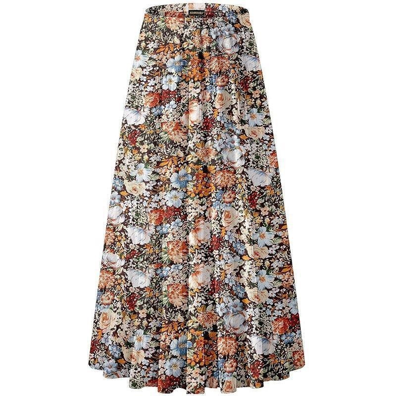 Ruchel | Jupe maxi florale pour femmes avec taille élastique à cordon