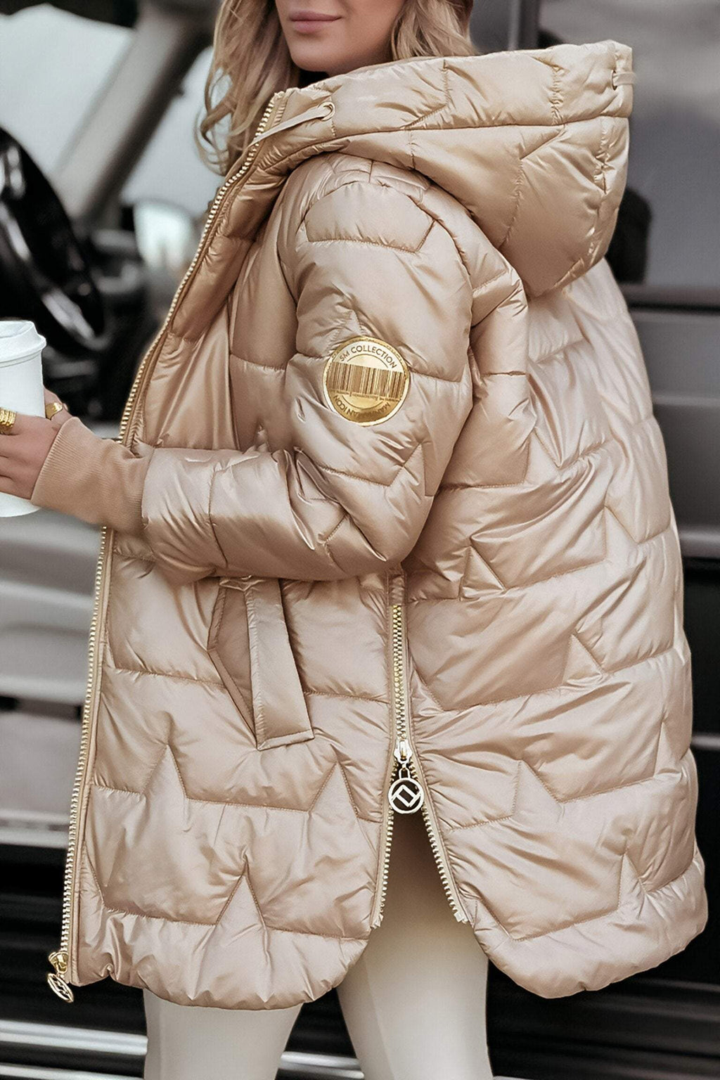 Catherine - Manteau d'Hiver Matelassé avec Capuche Élégant