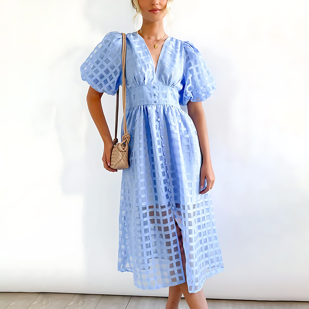 Robe Midi pour Invitées de Mariage | Encolure en V