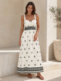 Asedia | Robe maxi sans manches avec taille smockée