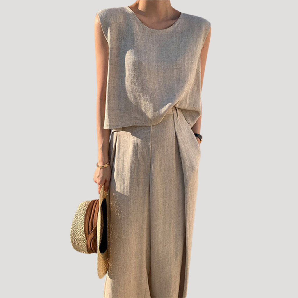 Imara | Ensemble Top Sans Manches et Pantalons Larges pour Femmes