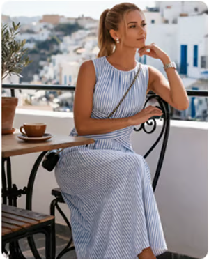 Ephie | Robe maxi rayée avec taille croisée