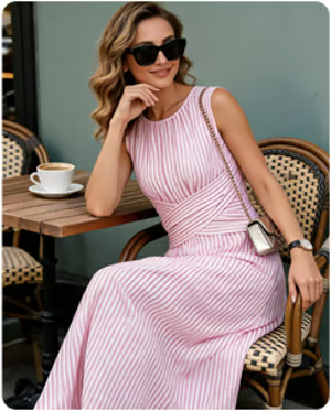 Ephie | Robe maxi rayée avec taille croisée