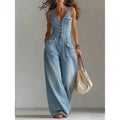 Salmae | Combinaison en denim sans manches avec boutonnage