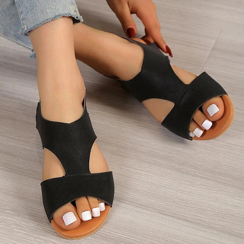 Sandales Plates À Enfiler Avec Design Ouvert Pour Femmes | Idéal Pour Les Occasions Estivales