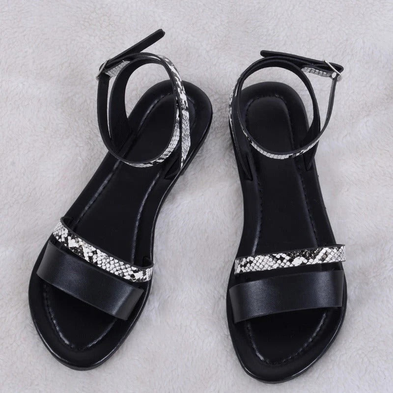 Sandales Plates Gladiateur À Motif Animal Avec Bride Boucle Pour Femmes | Idéal Pour Les Occasions Estivales