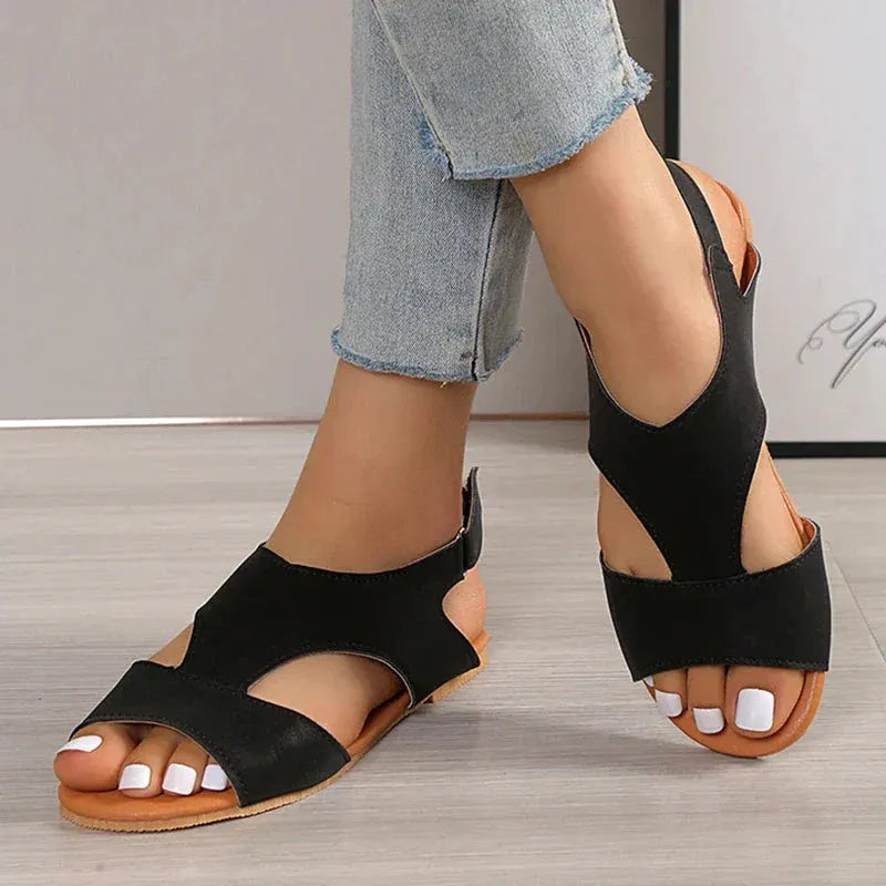 Sandales Plates À Enfiler Avec Design Ouvert Pour Femmes | Idéal Pour Les Occasions Estivales