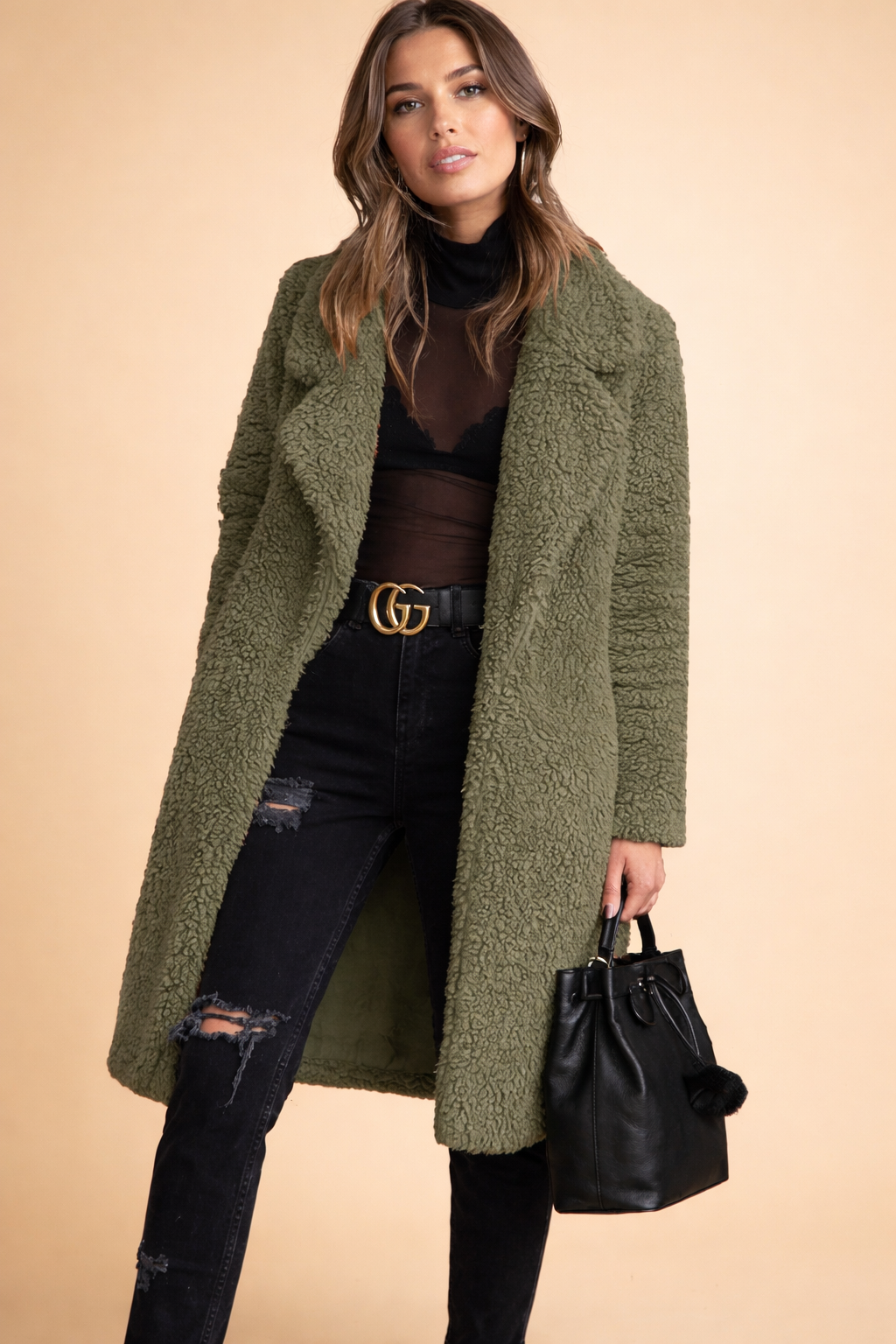 Cardigan Long Femme avec Col - Gilet en Modèle Manteau