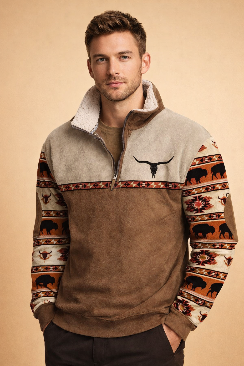 Gilet Homme avec Fermeture Éclair - Cardigan Tricoté Chaud Coupe Ample