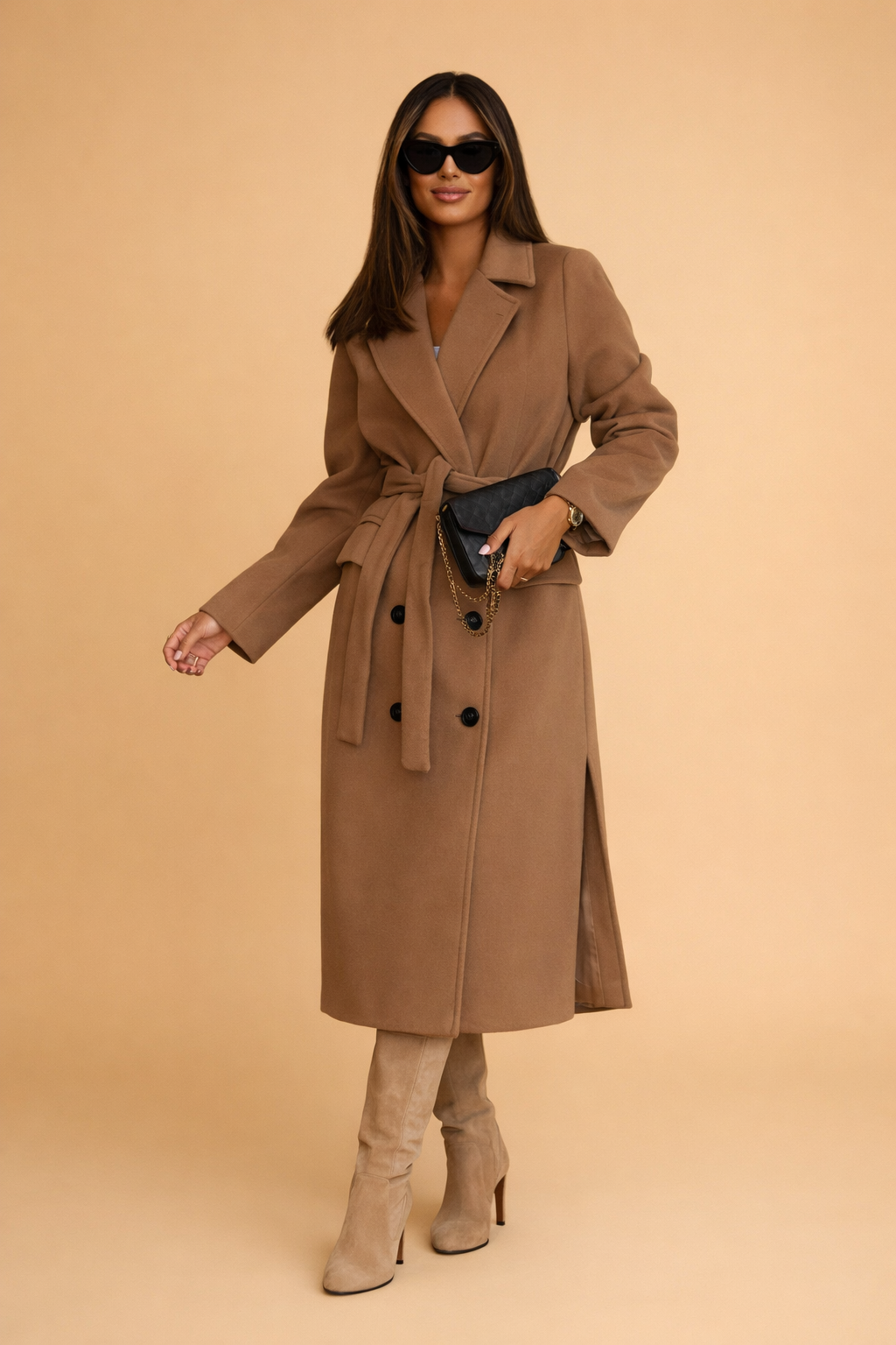 Manteau Trench Long pour Femmes avec Ceinture - Coupe Classique