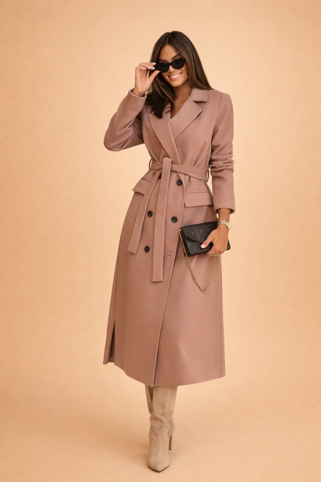 Manteau Trench Long pour Femmes avec Ceinture - Coupe Classique