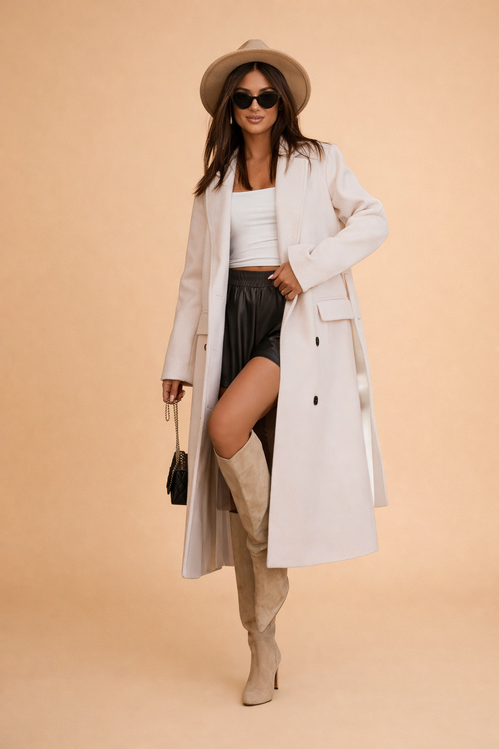 Manteau Trench Long pour Femmes avec Ceinture - Coupe Classique