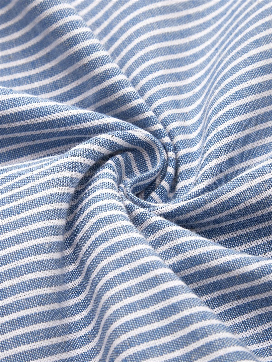 Iris | Robe midi à rayures pour femmes avec manches courtes et boutons