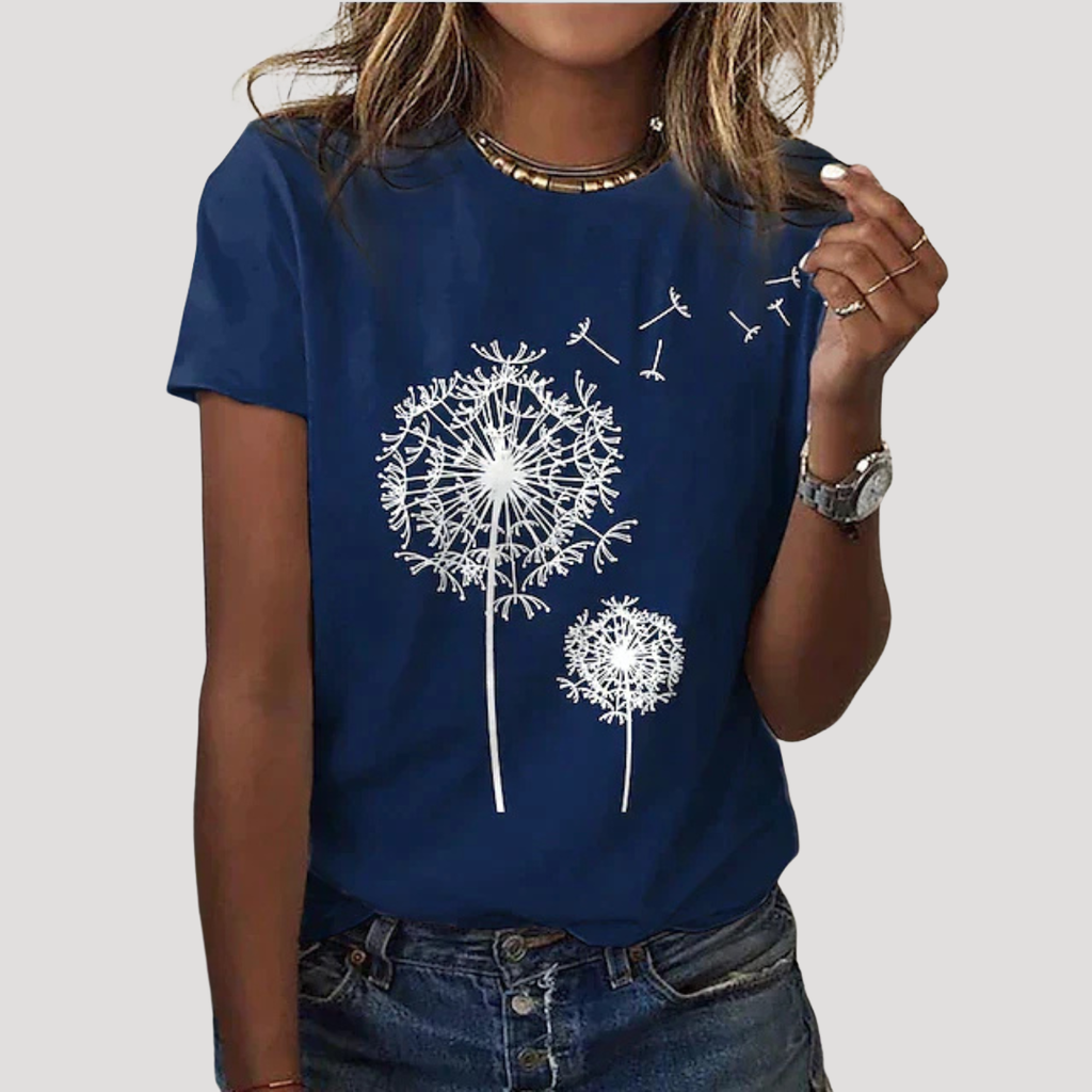 Isadora | T-shirt à manches courtes avec graphique de pissenlit pour femmes