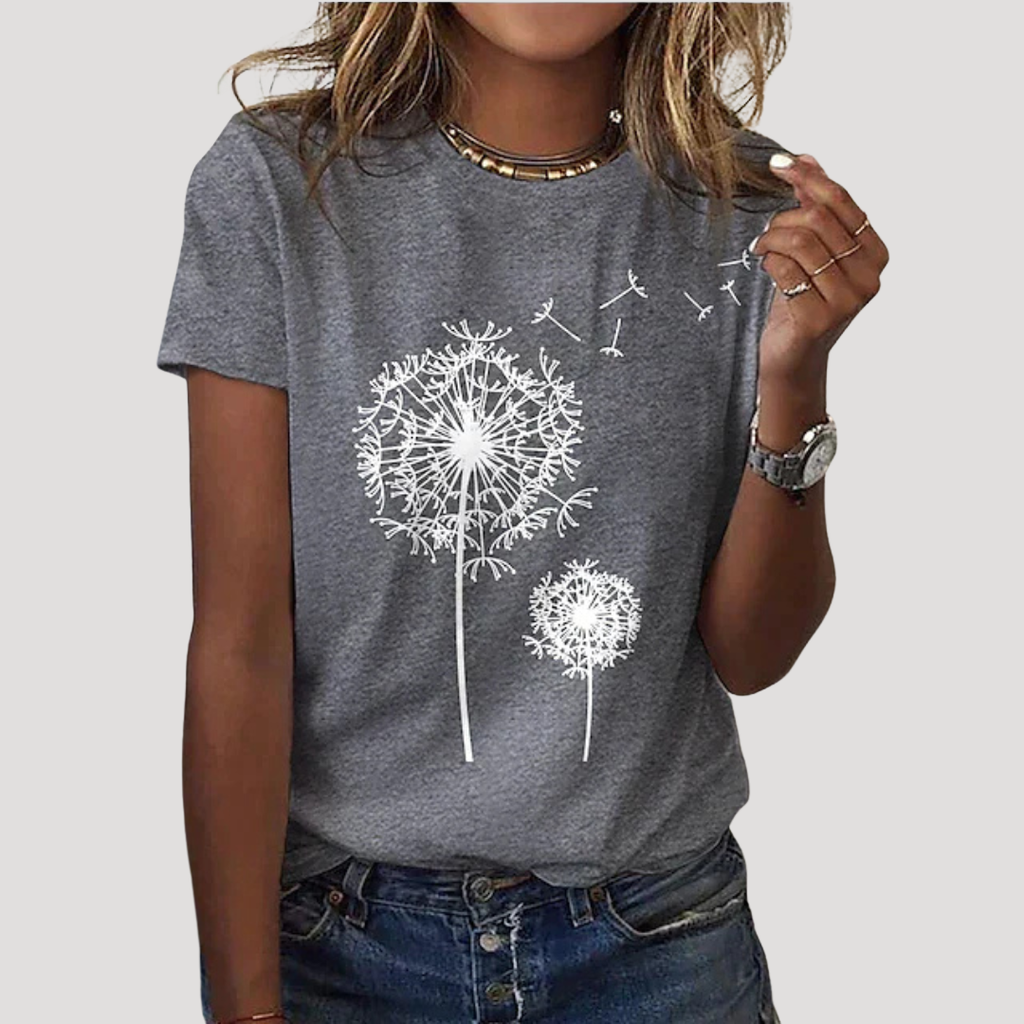 Isadora | T-shirt à manches courtes avec graphique de pissenlit pour femmes