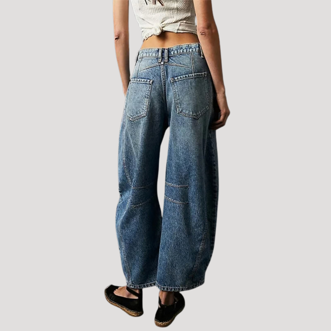 Isadora | Jean large à jambe en baril imprimé léopard pour femmes