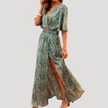 Isolde | Robe Maxi Imprimée à Enveloppe pour Femmes