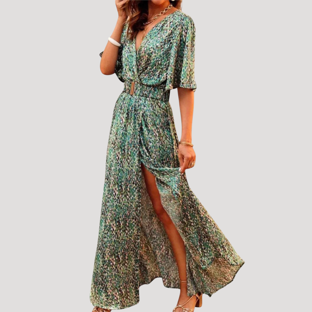 Isolde | Robe Maxi Imprimée à Enveloppe pour Femmes