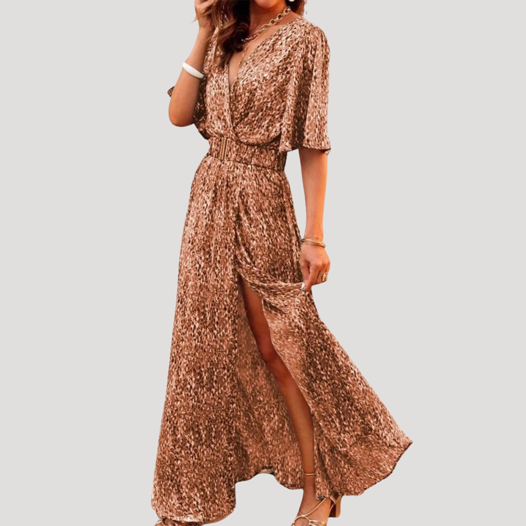 Isolde | Robe Maxi Imprimée à Enveloppe pour Femmes