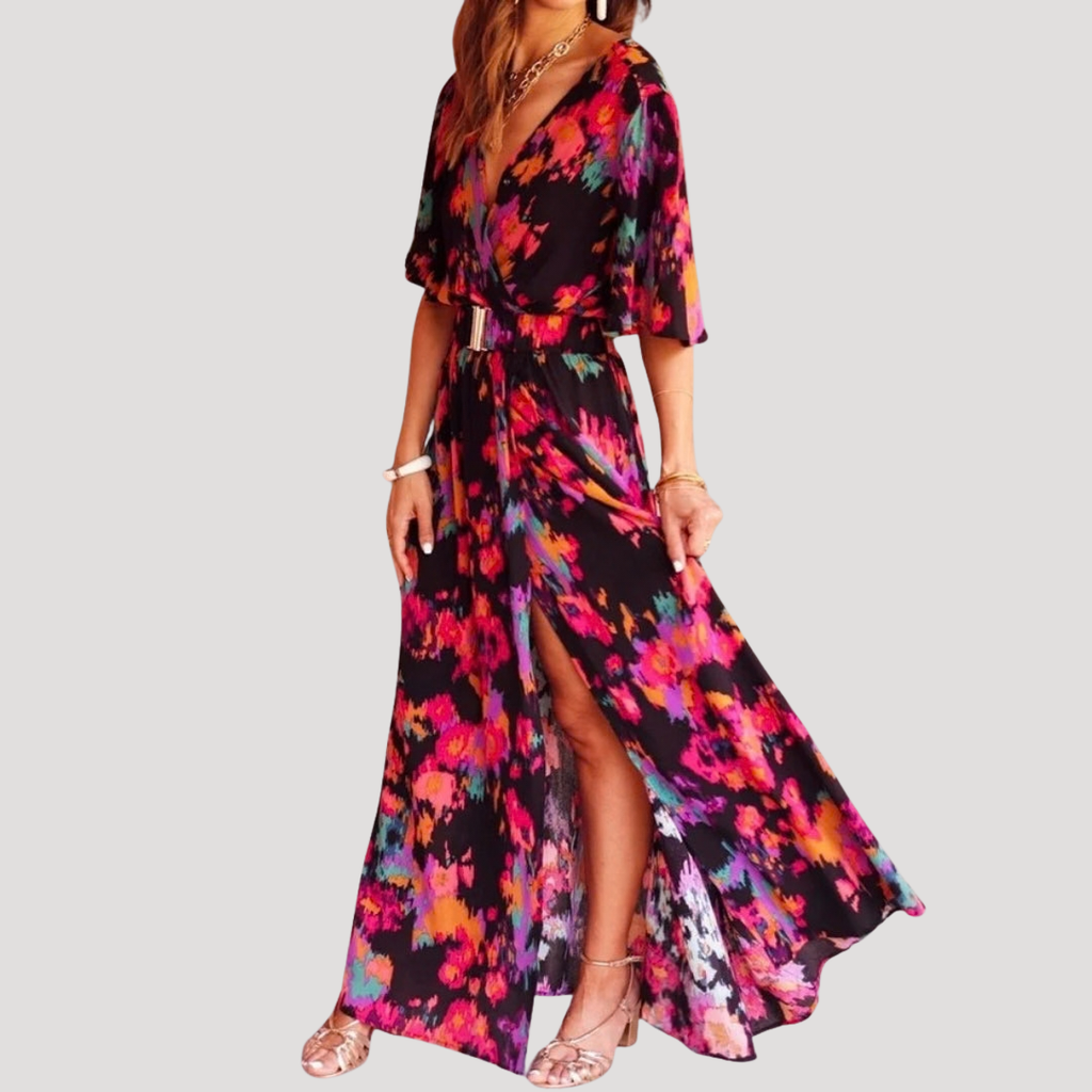 Isolde | Robe Maxi Imprimée à Enveloppe pour Femmes