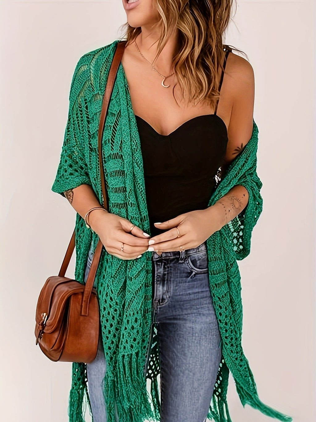 Soravina | Kimono en tricot avec franges et tombé fluide
