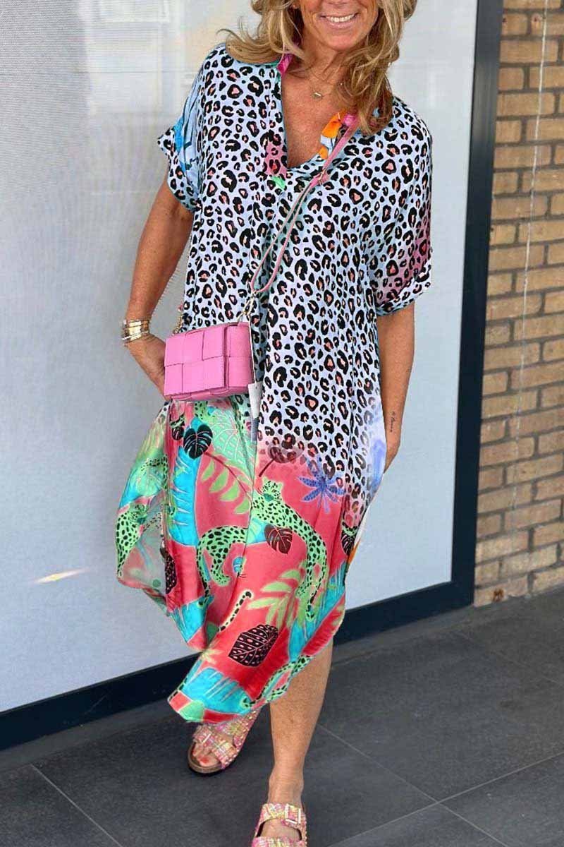 Felicia™ - Robe de loisirs avec motif léopard et manches courtes