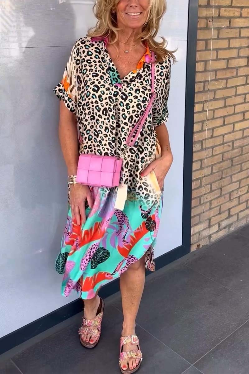 Felicia™ - Robe de loisirs avec motif léopard et manches courtes