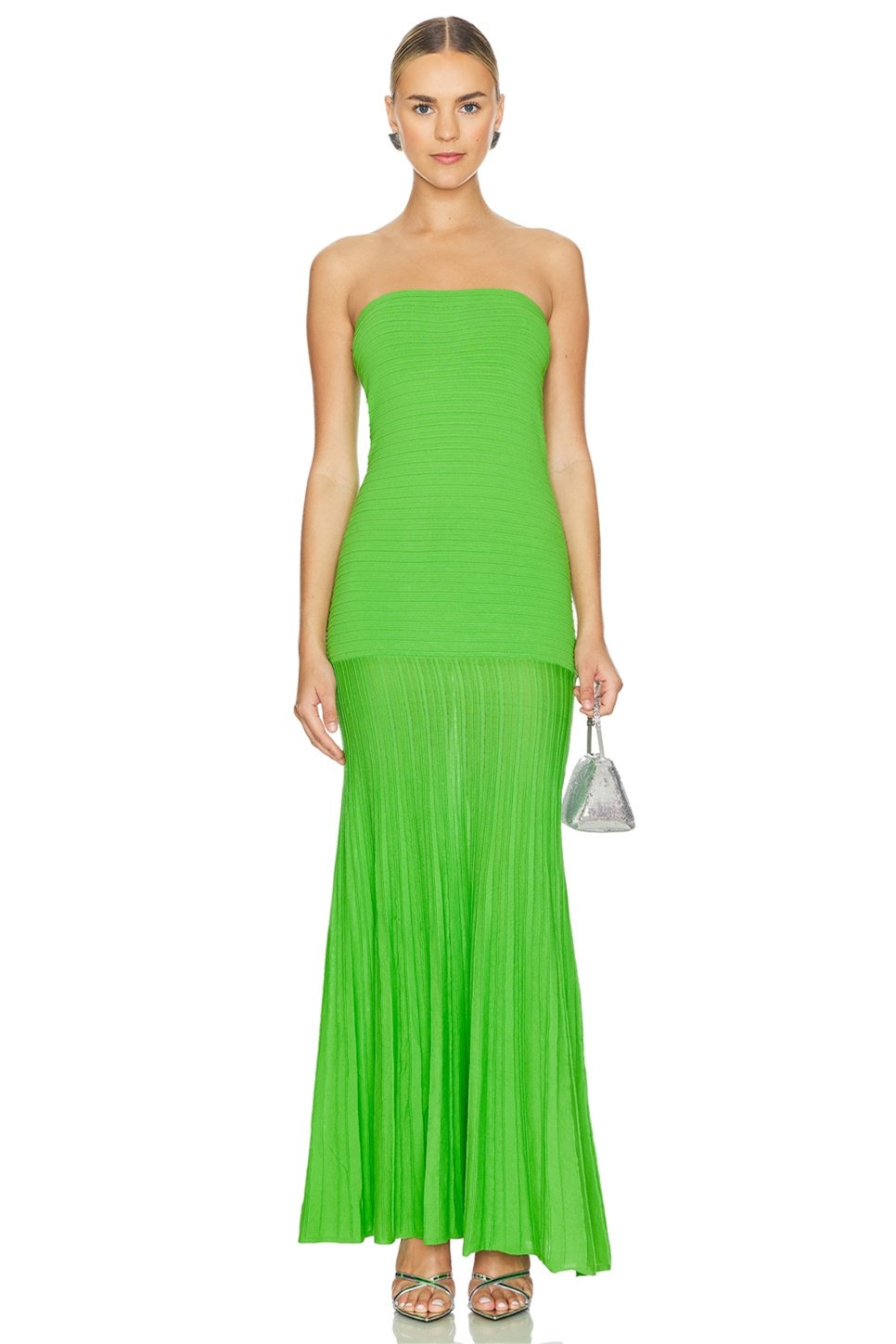 Robe Longue Bustier Plissée Avec Texture Côtelée Pour Femmes | Idéal Pour Événements Formels Et Soirées D'été