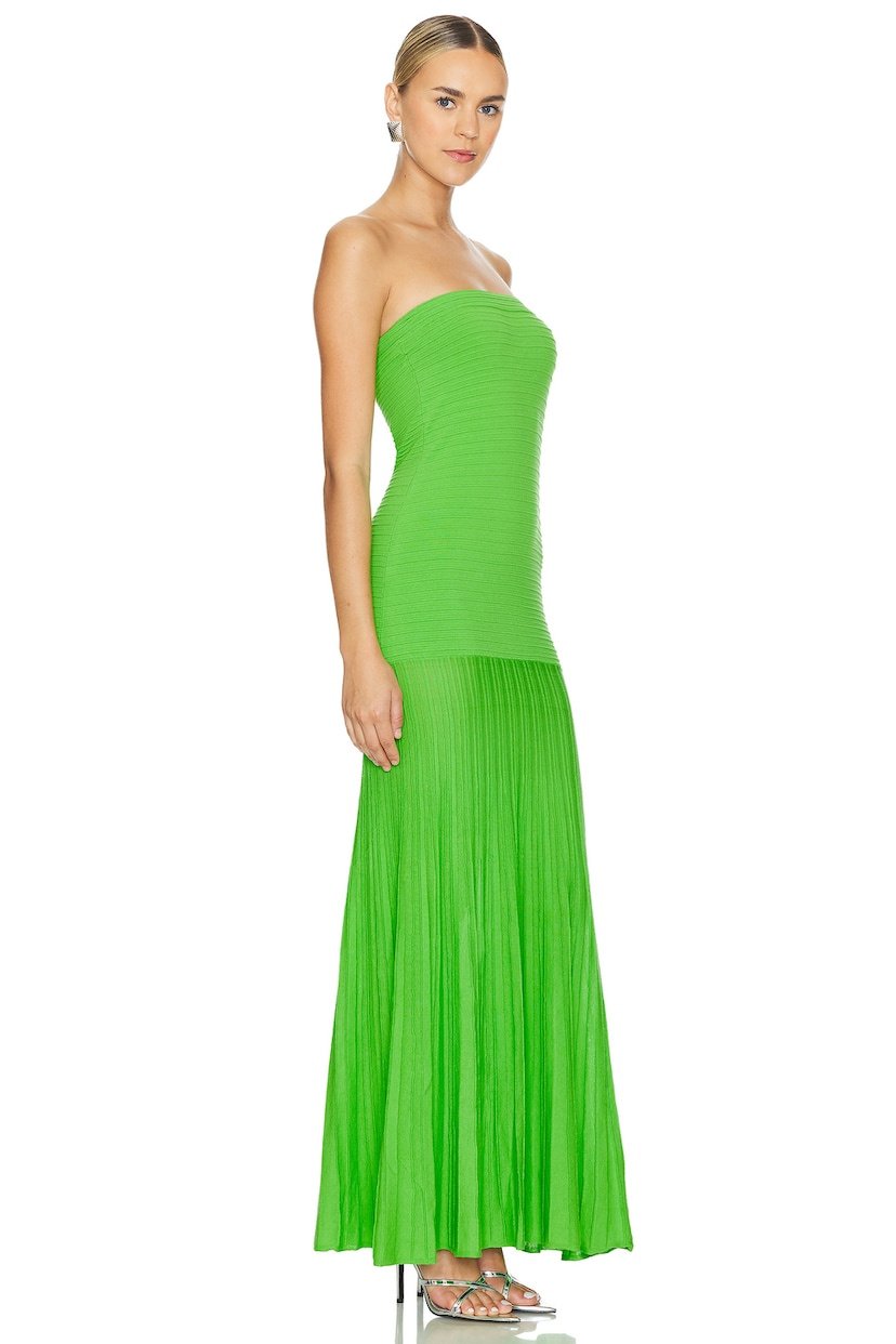 Robe Longue Bustier Plissée Avec Texture Côtelée Pour Femmes | Idéal Pour Événements Formels Et Soirées D'été