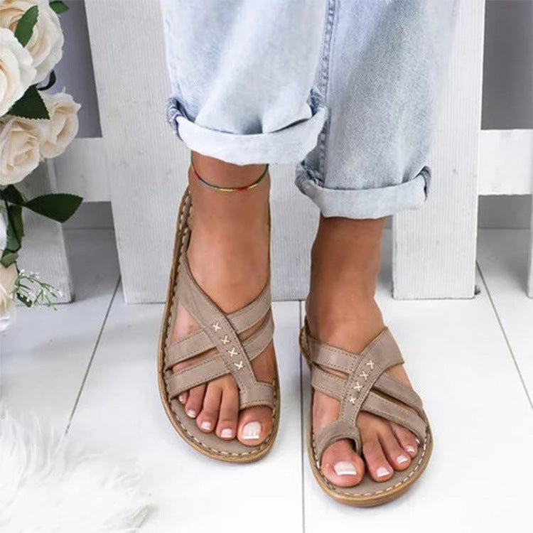 Sandales Ouvertes À Brides Croisées Avec Design À Enfiler Pour Femmes | Idéal Pour L’été